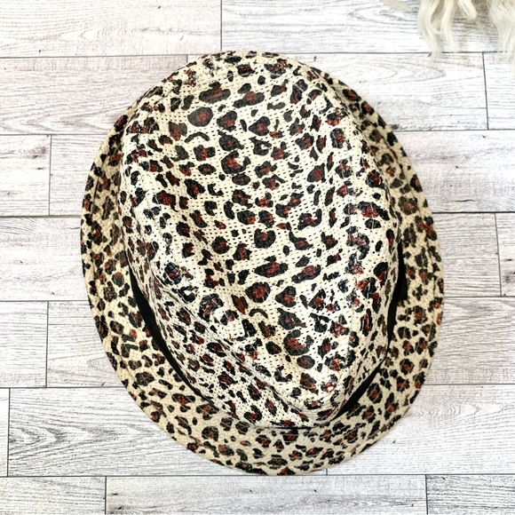 Straw Cheetah Print Fedora Beach Hat - Picture 10 of 10